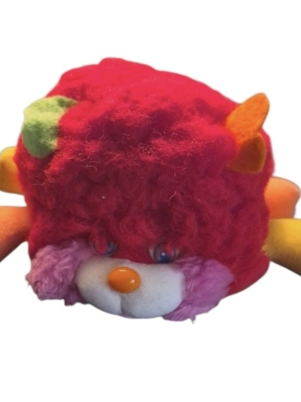 Vintage 1986 80's Mattel Red 3-1/2” PUFFLING POPPLES Mini Plush Stuffed Animal